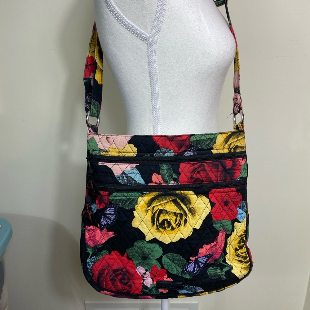 Vera Bradley Havana Rose Triple Zipper Hipster  Crossbody Bag